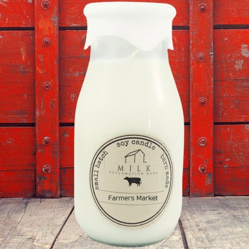 Farmers Market Milk Bottle Candle